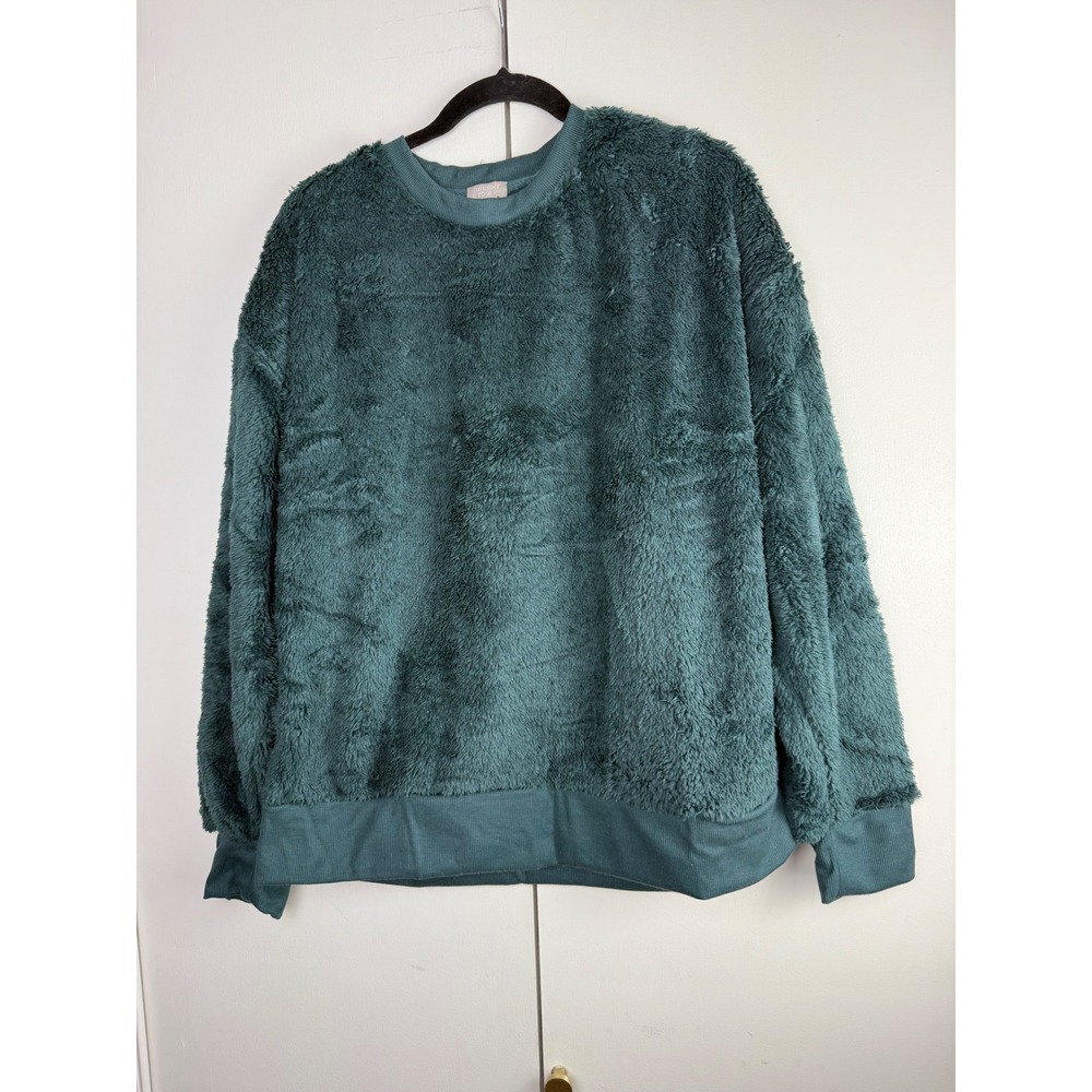 Summer & Rose Teal Green Sherpa Pullover Fuzzy Crewneck Sweater SUM-FA-615 S/M
